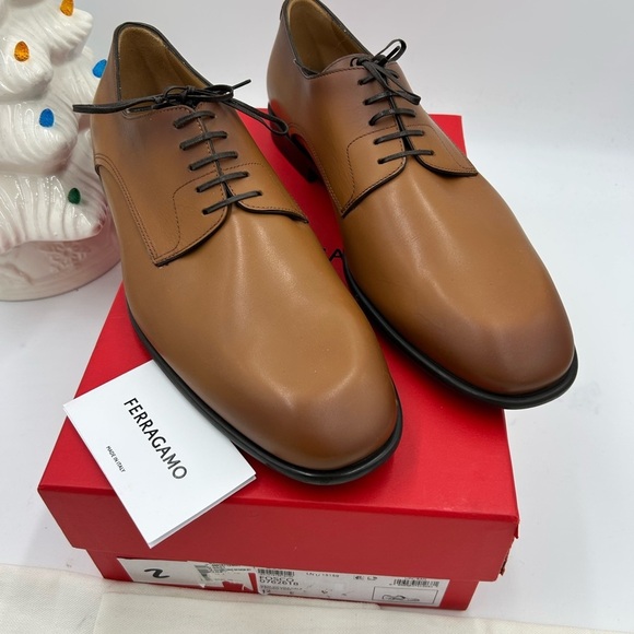Man Salvatore, Ferragamo plain toe Derby shoes calf Leather size 12 made Italy main image 7